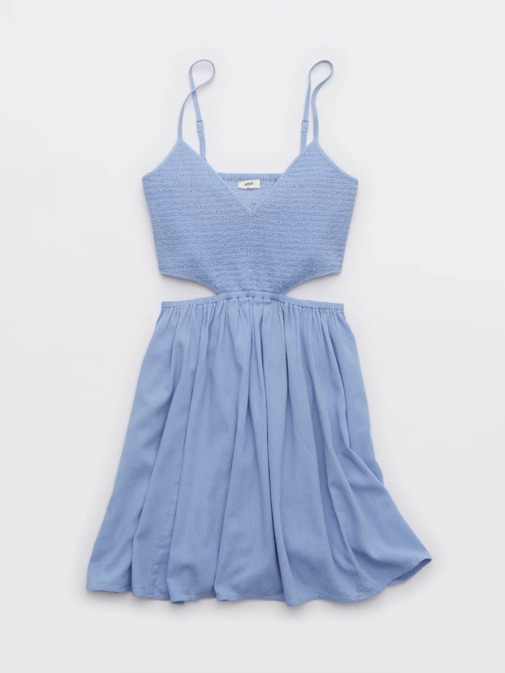 Aerie Blue Cutout Smocked Mini Dress NWT – Size Small